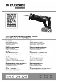 Notice PARKSIDE PSSAP 20 LI C4 Scie électrique