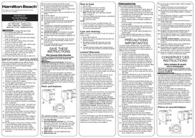 Notice HAMILTON BEACH 22218 Grille pain