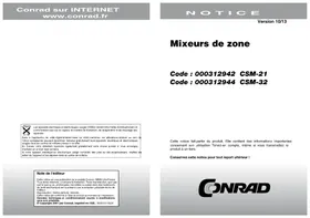 Notice JBL CSM21 Table de mixage