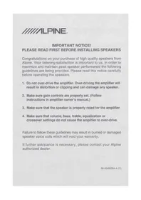 Notice ALPINE RSSB12 Caisson de basses