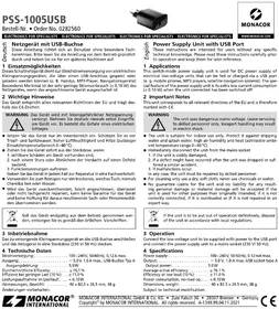 Notice Monacor PSS1005USB Commutateur
