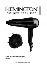 Notice REMINGTON BRILLANCE D6098 Saç kurutma makinesi
