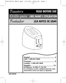 Notice HAMILTON BEACH ENSEMBLE 22002 Grille pain