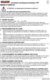 Notice Kreator KRT692007 Coffre-fort