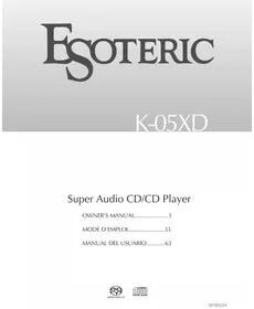 Notice Esoteric K05XD Reproductor/grabador de cd