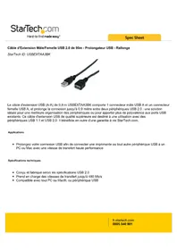 Notice StarTech.com USBEXTAA3BK Câble pour ordinateur et périphérique
