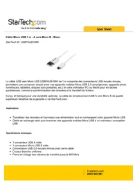 Notice StarTech.com USBPAUB1MW Câble pour ordinateur et périphérique