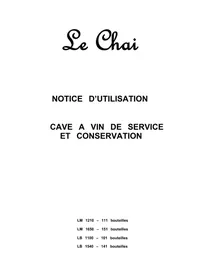 Notice LE CHAI LB 1540 Cave à vin