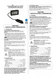 Notice VELLEMAN PMHYGRO Thermomètre