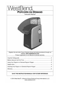 WestBend Popcorn on Demand 82701 - Popcorn machine