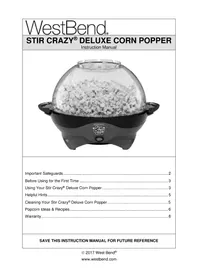 WestBend Stir Crazy 8231 - Popcorn machine