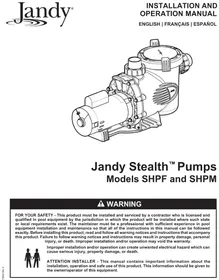 Notice Jandy STEALTH Pompe