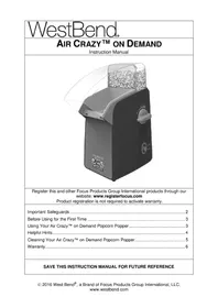 WestBend Air Crazy 82702 - Popcorn machine