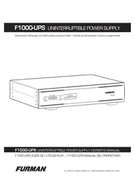 Notice Furman F1000UPS Alimentation d'énergie non interruptible