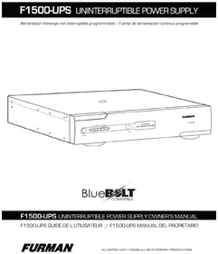 Notice Furman F1500UPS Alimentation d'énergie non interruptible