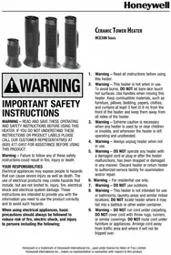 Notice HONEYWELL HCE322V Radiateur électrique