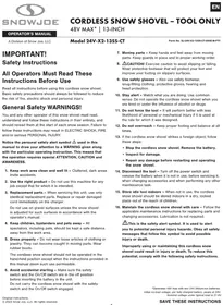 Notice Snow Joe 24VX213SSCT Souffleur à neige