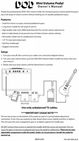 Notice DOD MINI VOLUME PEDAL Pédale d'effet pour guitare électrique