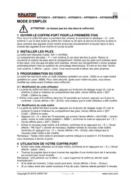 Notice Kreator KRT692015 Coffre-fort