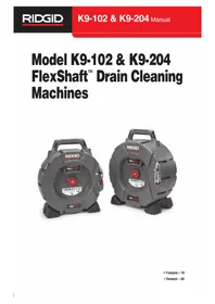 Notice RIDGID FLEXSHAFT K9102 Drain cleaning machine