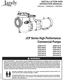 Notice Jandy JCP051CTS Pompe