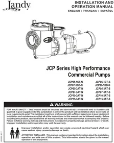 Notice Jandy JCP073ATN Pompe
