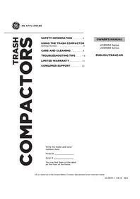 Notice GE UCG1500NBB Compacteur de déchets