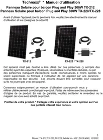 Notice TECHNAXX TX212 Panneau solaire