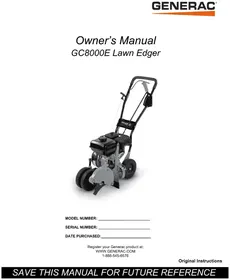Notice Generac GC8000E Lawn mower
