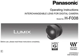 Notice PANASONIC LUMIX HF008E Objectif photo