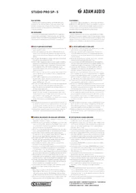 Notice Adam STUDIO PRO SP5 Ecouteur