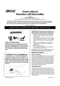Notice Dri Eaz REVOLUTION LGR Purificateur d'air