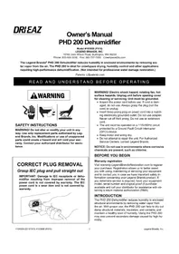 Notice Dri Eaz PHD 200 Purificateur d'air