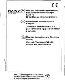 Notice Maico EAT 6 TG Thermostat