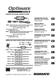 Notice Tecmate OPTIMATE SOLAR Chargeur de piles