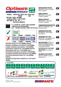 Notice Tecmate OPTIMATE LITHIUM Chargeur de piles