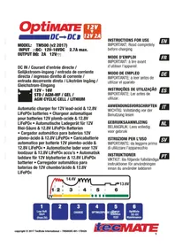 Notice Tecmate OPTIMATE DCDC Chargeur de piles