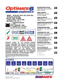 Notice Tecmate OPTIMATE 6 AMPMATIC Chargeur de piles