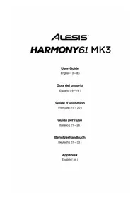 Notice ALESIS HARMONY 61 MK3 Clavier