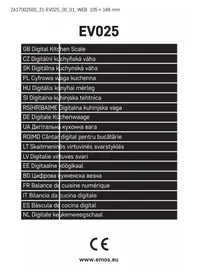 Notice Emos EV025 Kitchen scales