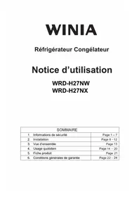 Notice WINIA WRDH27NX Réfrigérateur