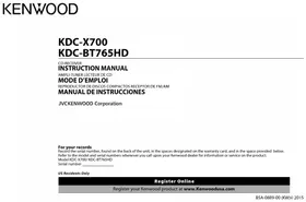 Notice KENWOOD KDCBT765HD Receptor de audio y vídeo
