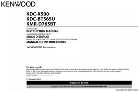 Notice KENWOOD KMRD765BT Receptor de audio y vídeo