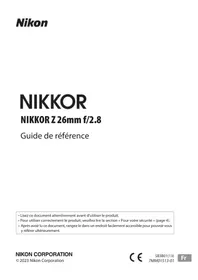 Notice NIKON NIKKOR Z 26MM F2.8 Objectif photo