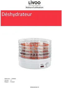 Notice LIVOO DOM202 Déshydrateur alimentaire