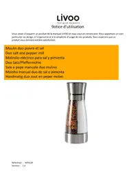 Notice LIVOO MEN220 Moulin à sel/poivre