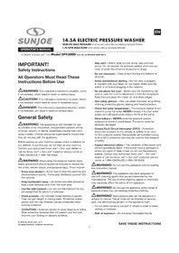 Notice Sun Joe BDLA0211 Pressure washer