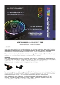 Notice LC-Power PROPHECY RGB LC8750RGB V2.3 Alimentation électrique pour ordinateur