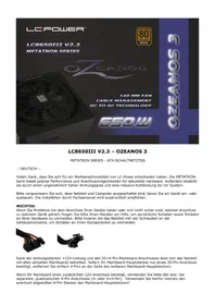 Notice LC-Power OZEANOS 3 LC8650III V2.3 Alimentation électrique pour ordinateur