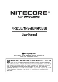 Notice Nitecore NPS200 Battery charger